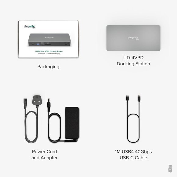 Plugable USB C Docking Station Dual Monitor, 11-in-1, USB4 40G 100W Laptop Charg - Picture 5 of 10